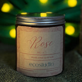 Rose Scented Candles Handmade Vegan Soy Wax Candles – Hand Poured in Sustainable Amber Glass Jars