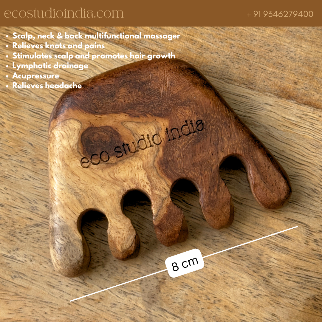 Wooden Scalp Massager for Enhanced Hair Growth and Relaxation