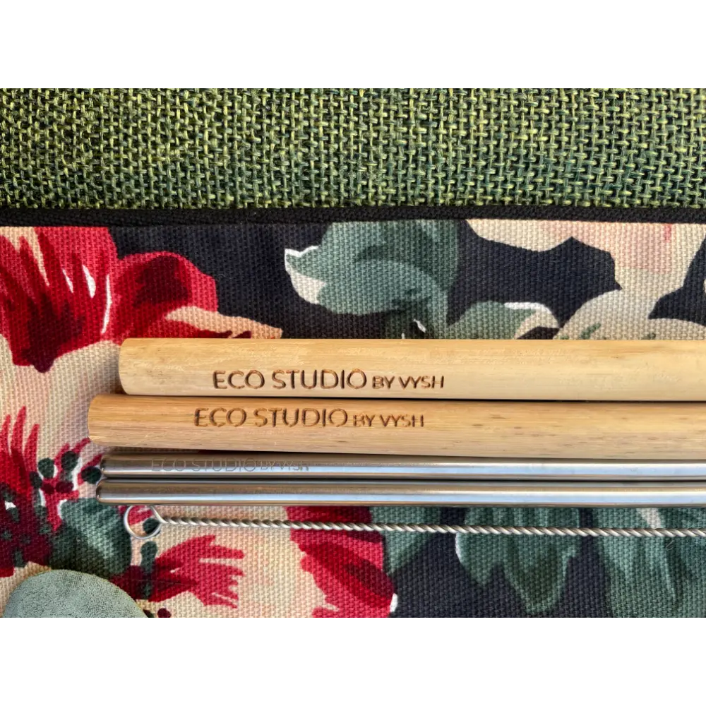 Straw Kit - 2 Bamboo + 2 SS Straight + Cleaner