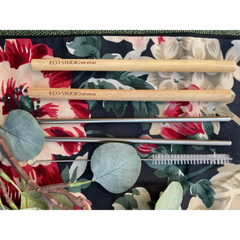 Family Straw kit - 2 bamboo + 2 SS straight + CLEANER