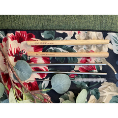 Family Straw kit - 2 bamboo + 2 SS straight + CLEANER