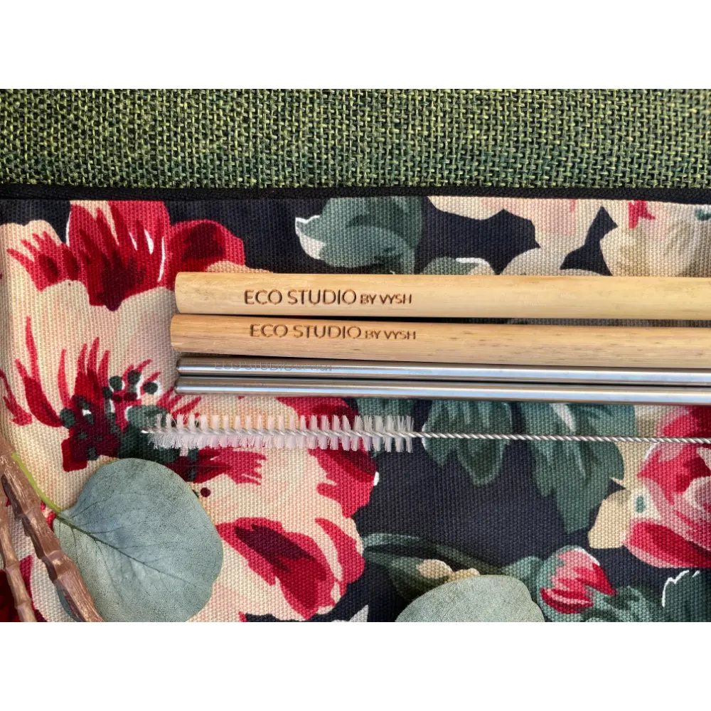 Family Straw kit - 2 bamboo + 2 SS straight + CLEANER