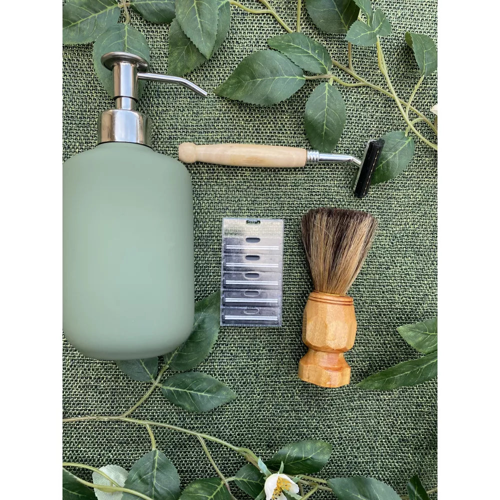body - beard hair kit - razor + cartridges + shaving brush