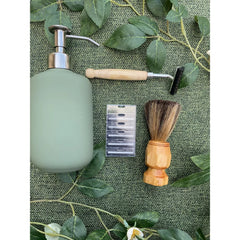 body - beard hair kit - razor + cartridges + shaving brush
