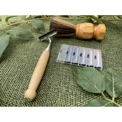 body - beard hair kit - razor + cartridges + shaving brush