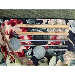 Family Straw kit - 2 bamboo + 2 SS straight + CLEANER