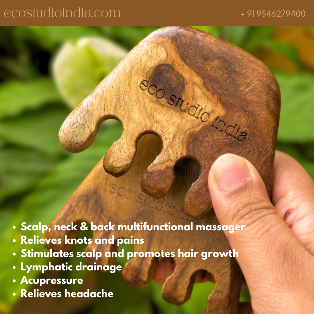 Wooden Scalp Massager for Enhanced Hair Growth and Relaxation
