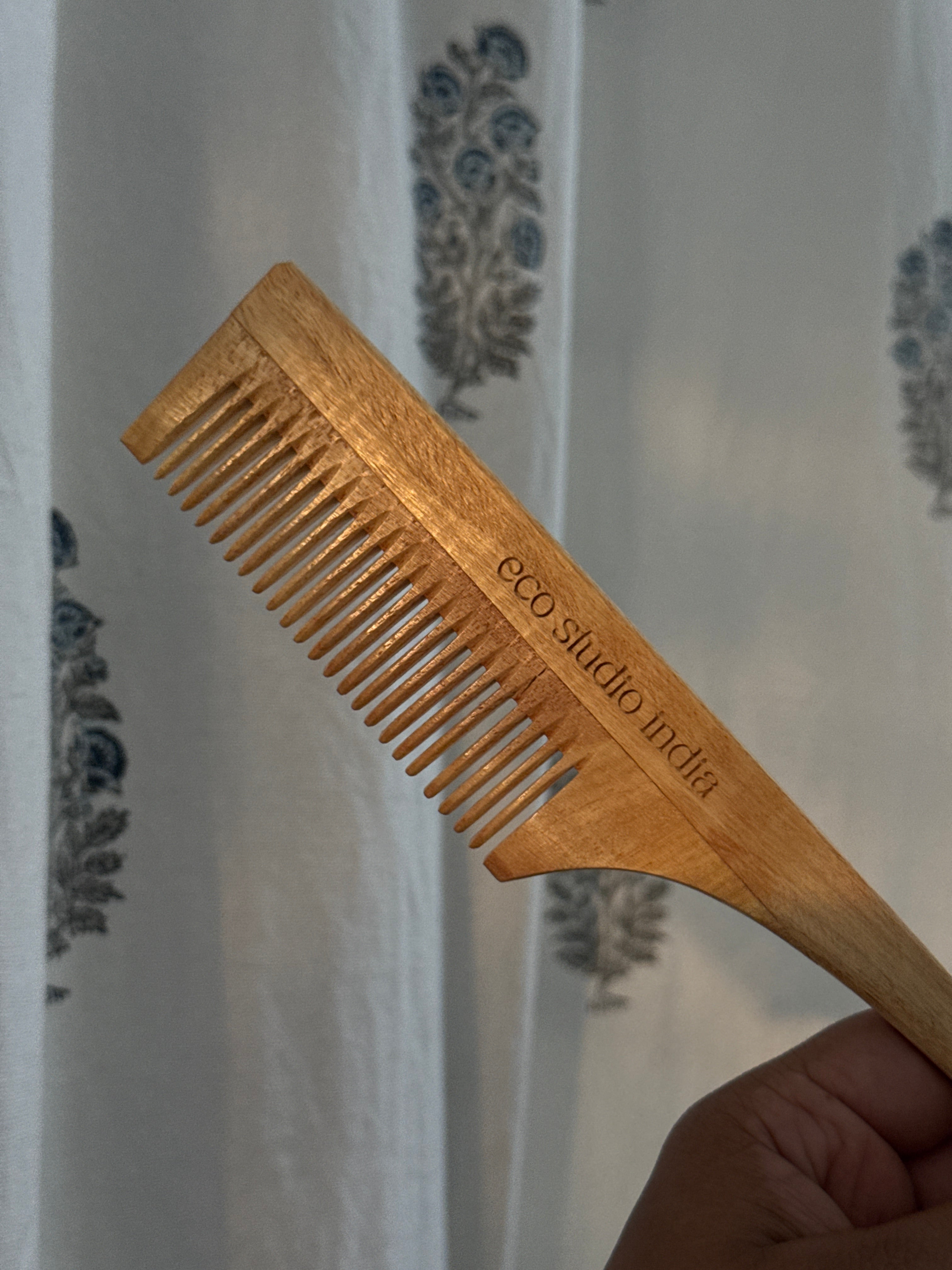 Neem Wood Tail Comb Authentic Hand-Carved Neem Comb