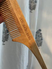 Neem Wood Tail Comb Authentic Hand-Carved Neem Comb