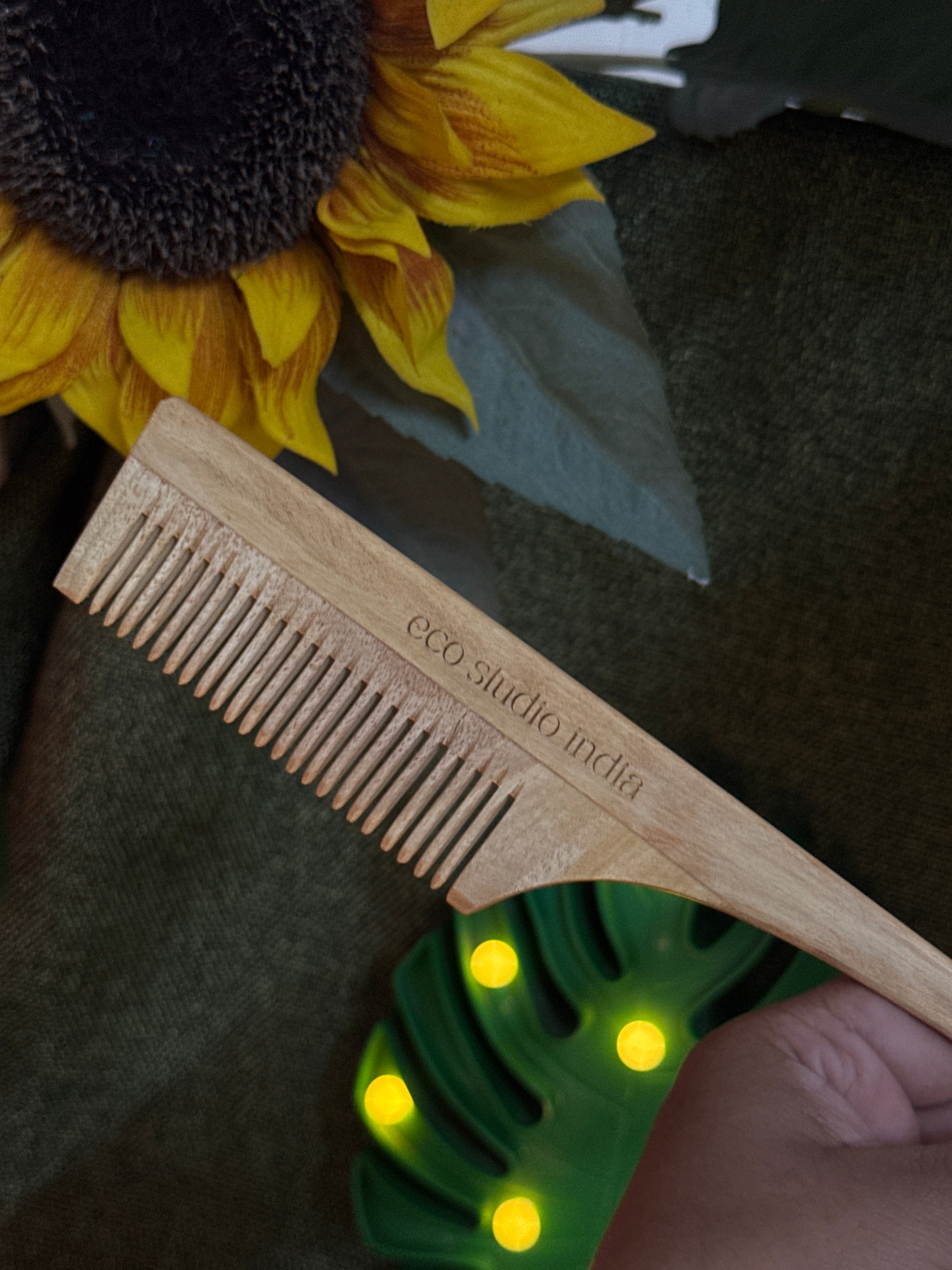Neem Wood Tail Comb Authentic Hand-Carved Neem Comb