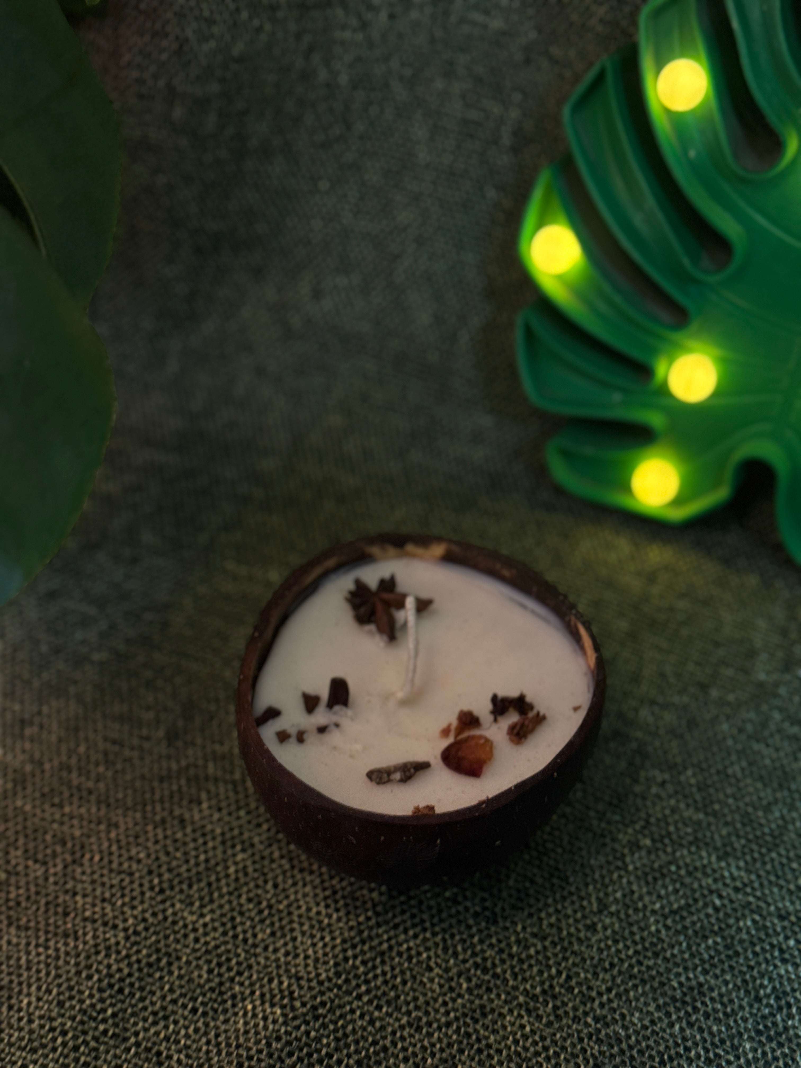 Patchouli Jasmine Handmade Vegan Soy Wax Candles in Natural Coconut Shells