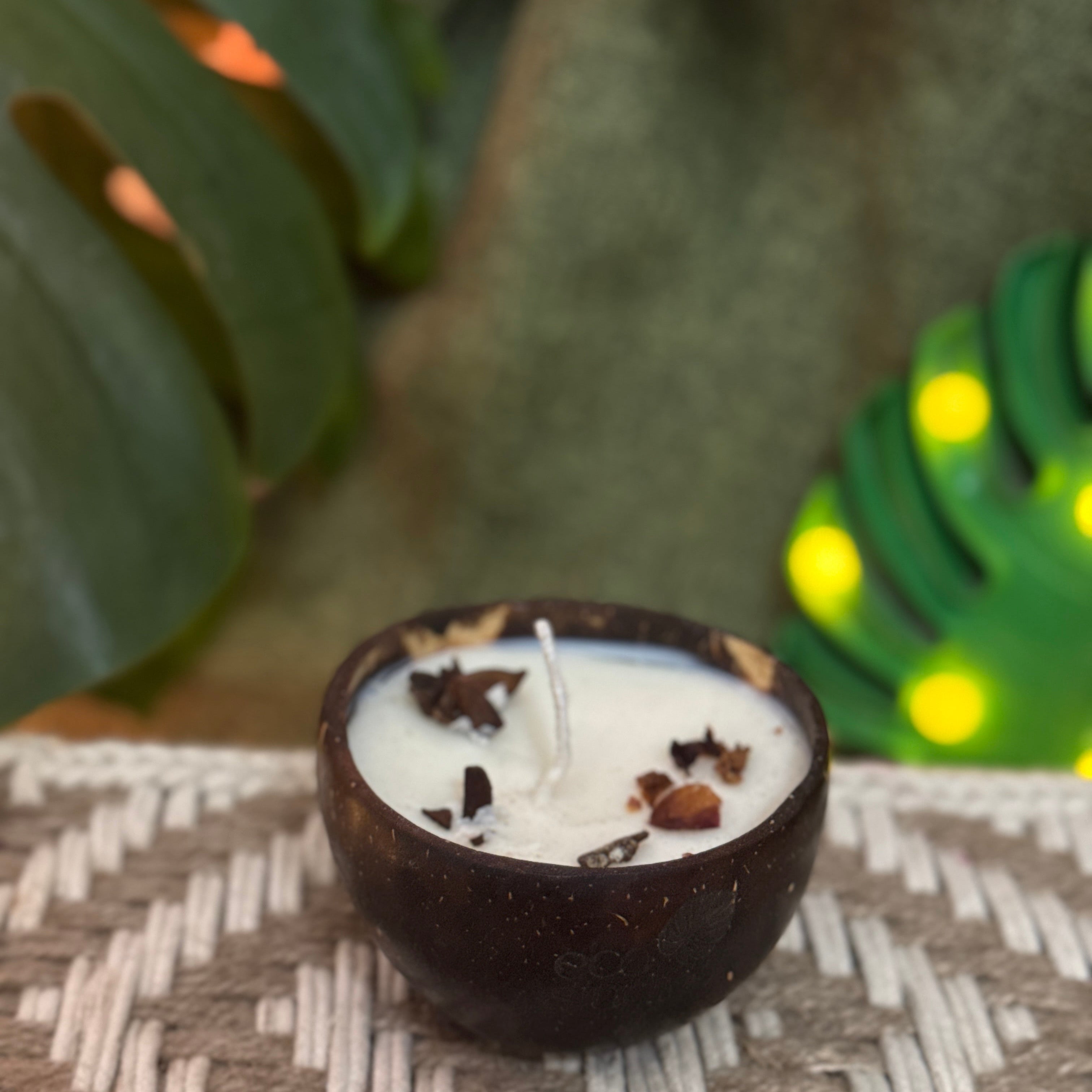 Vanilla Jasmine Handmade Vegan Soy Wax Candles in Natural Coconut Shells
