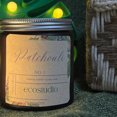 Patchouli Scented Candles Handmade Vegan Soy Wax Candles – Hand Poured in Sustainable Amber Glass Jars