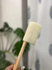 Natural Loofah with Wooden Handle — Natural Exfoliating Body Scrubber | Premium