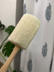 Natural Loofah with Wooden Handle — Natural Exfoliating Body Scrubber | Premium